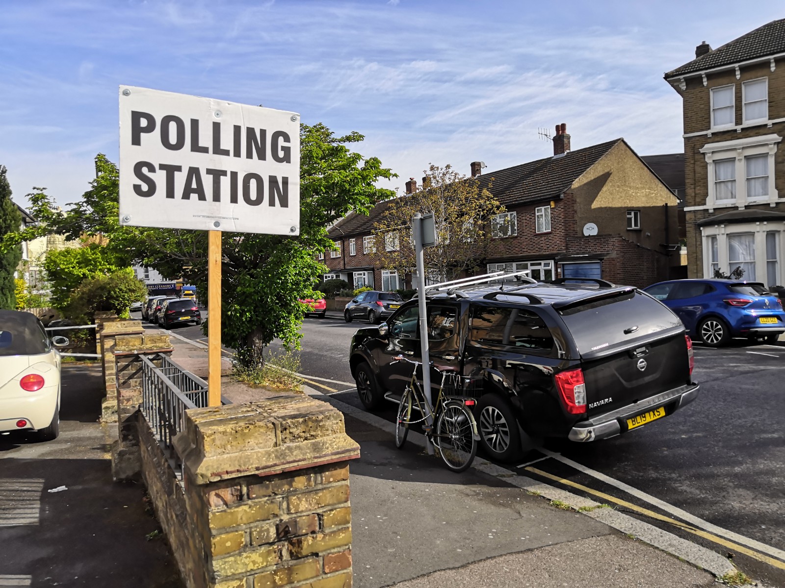 Polling Station sign on post